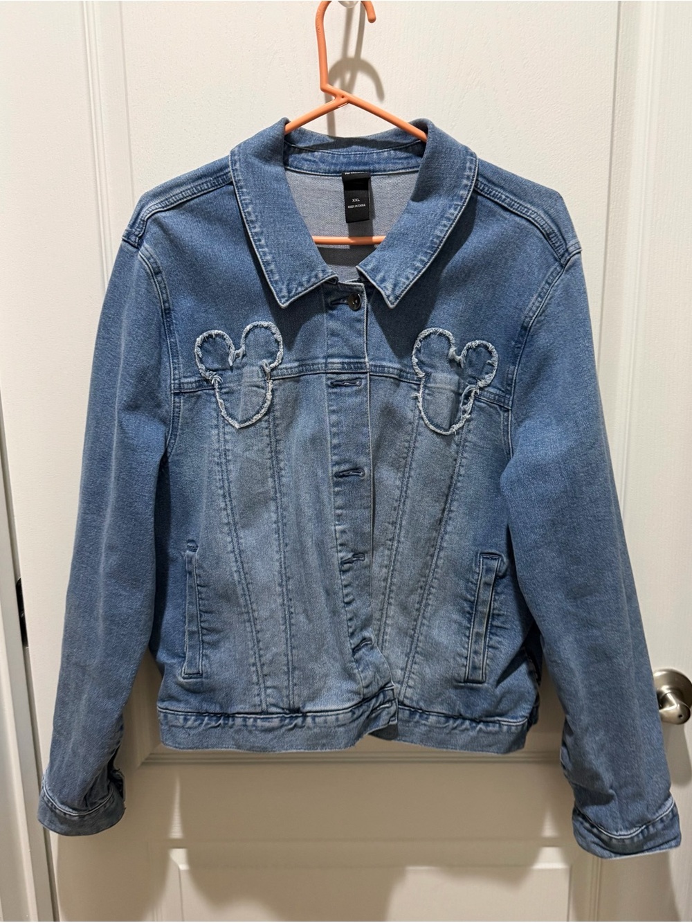 Her Universe Denim Mickey Ear Embroidered Jacket - Light Blue XXL
